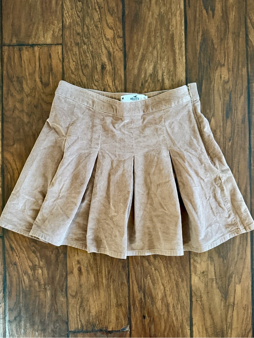 Hollister Corduroy Pleated Mini Skirt in Tan